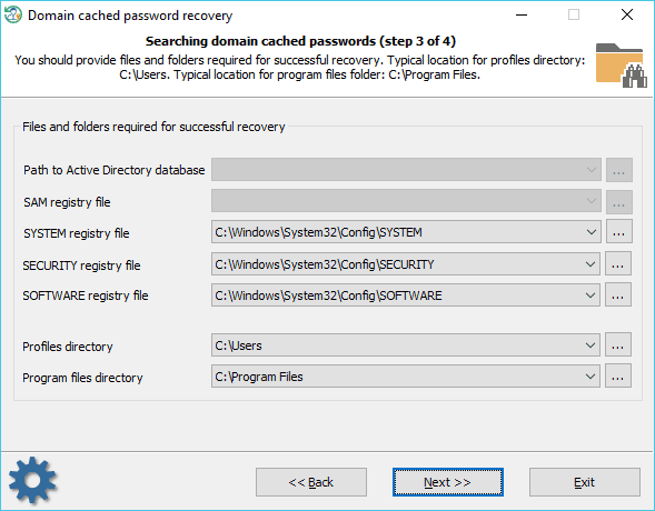 Selecting source files where credentials reside