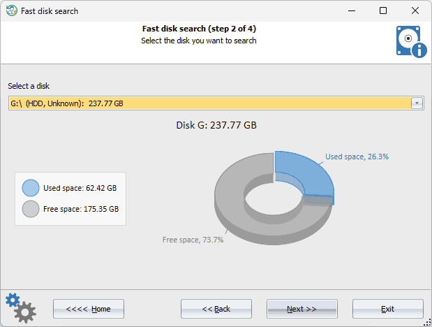 Selecting disk to search