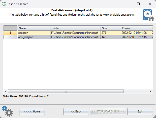 Fast disk search