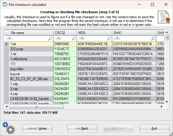 File checksum calculator