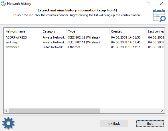 View network installation/connection history
