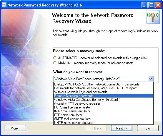 Screenshot for Network Password Recovery Wizard 5.7.0