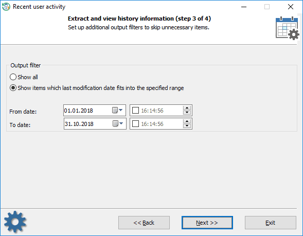 Setting output filters