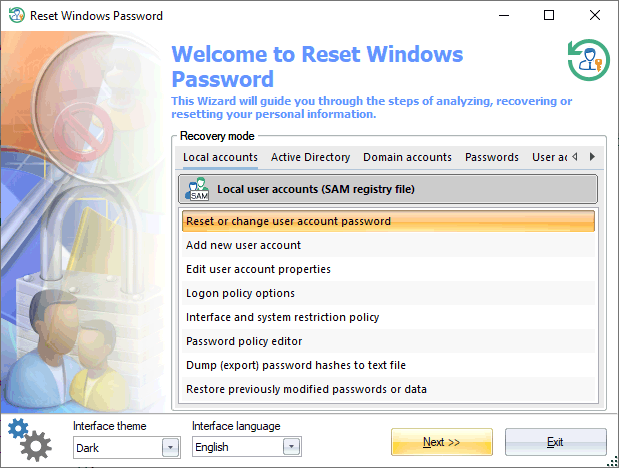 Screenshot for Reset Windows Password 1.4.7