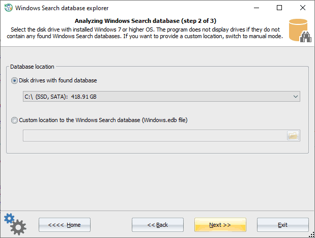 Windows Search database location
