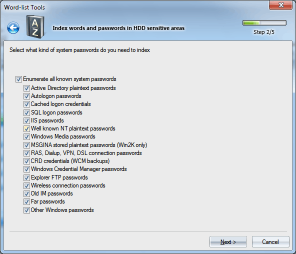 Индексация паролей операционной системы