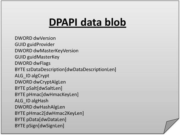 Undocumented structure of DPAPI blob