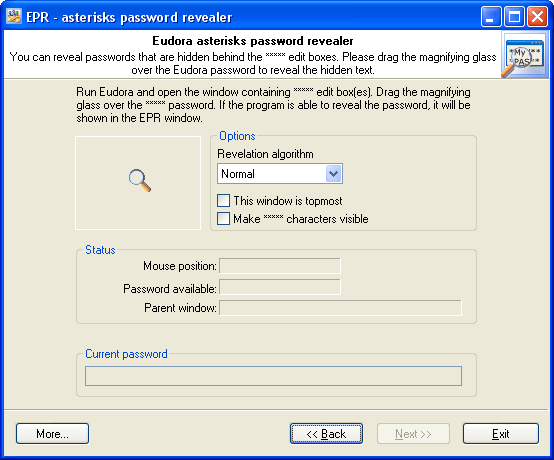 Eudora asterisks password revealer