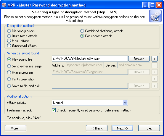 Master Password decryption method