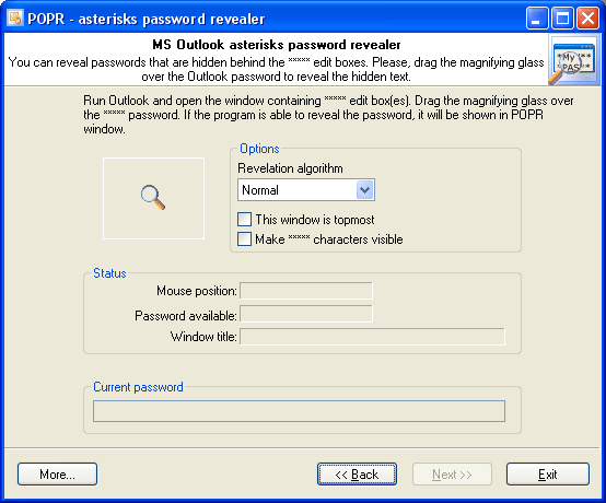 Outlook asterisks password revealer