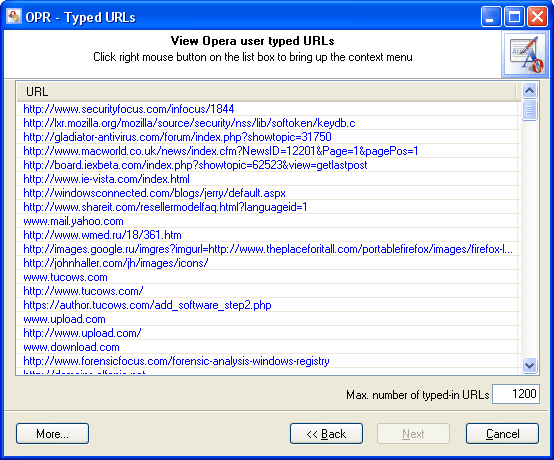 Opera Typed URLs Explorer - обозреватель истории введенных URL
