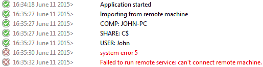 Access error connecting to remote PC