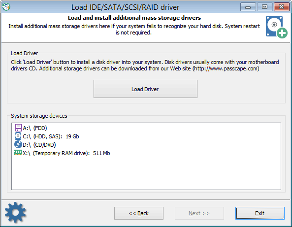 Loading additional hard disk drivers